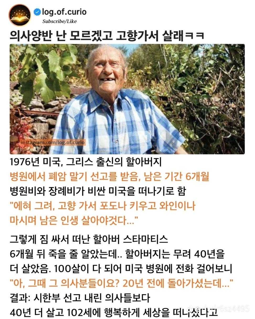 폐암 말기 선고받은 할아버지 | 인스티즈