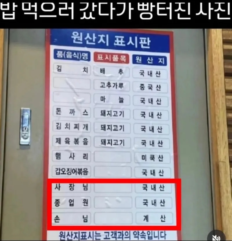 안 흔한 원산지 표시판 | 인스티즈