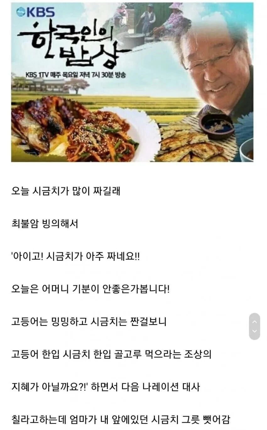 한국인의 밥상 따라한 디시인 결말 | 인스티즈