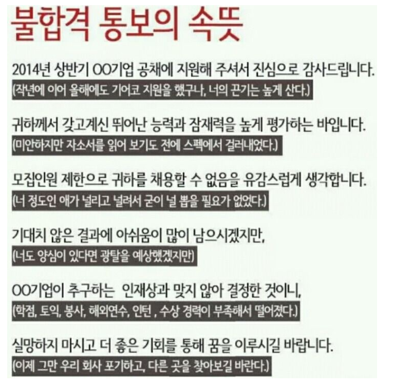 불합격 통보의 속뜻 | 인스티즈
