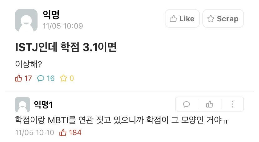 MBTI가 이건데 학점 3.1이면 | 인스티즈