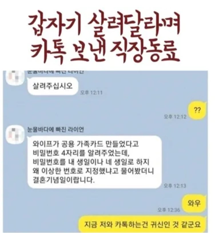 갑자기 살려달라고 카톡하는 직장동료 | 인스티즈