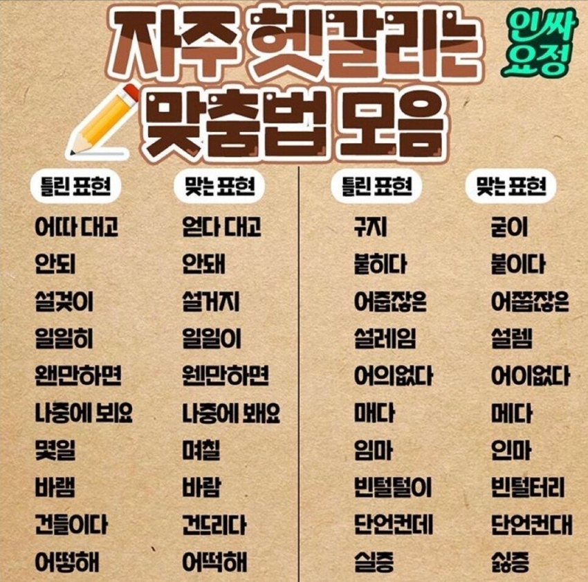 헷갈리는 맞춤법 모음 | 인스티즈