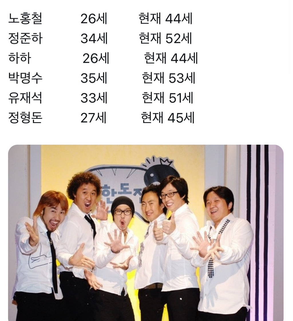 무한도전 멤버들 과거, 현재 나이 | 인스티즈