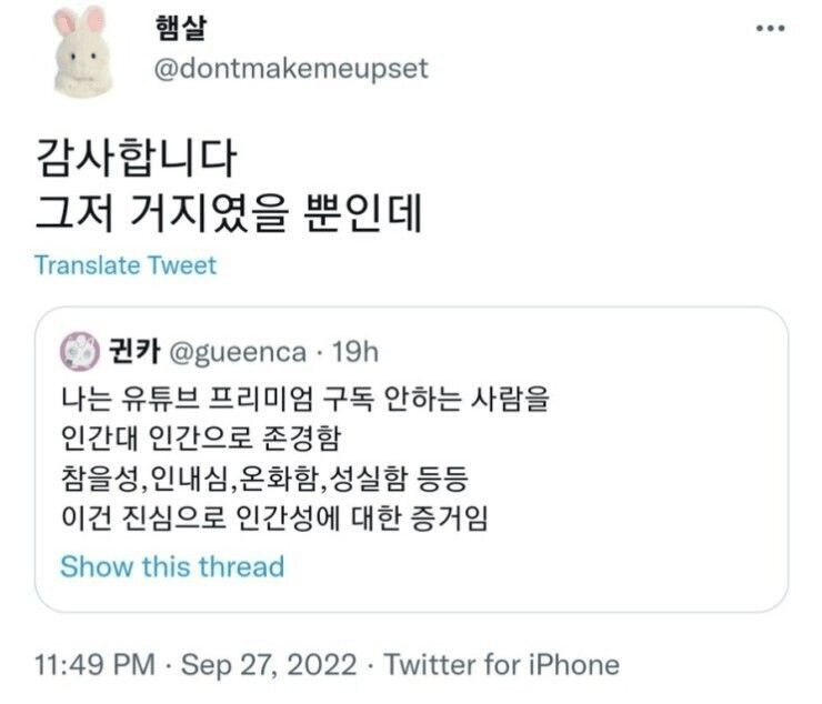 유튜브 프리미엄 구독 안하는 사람 | 인스티즈