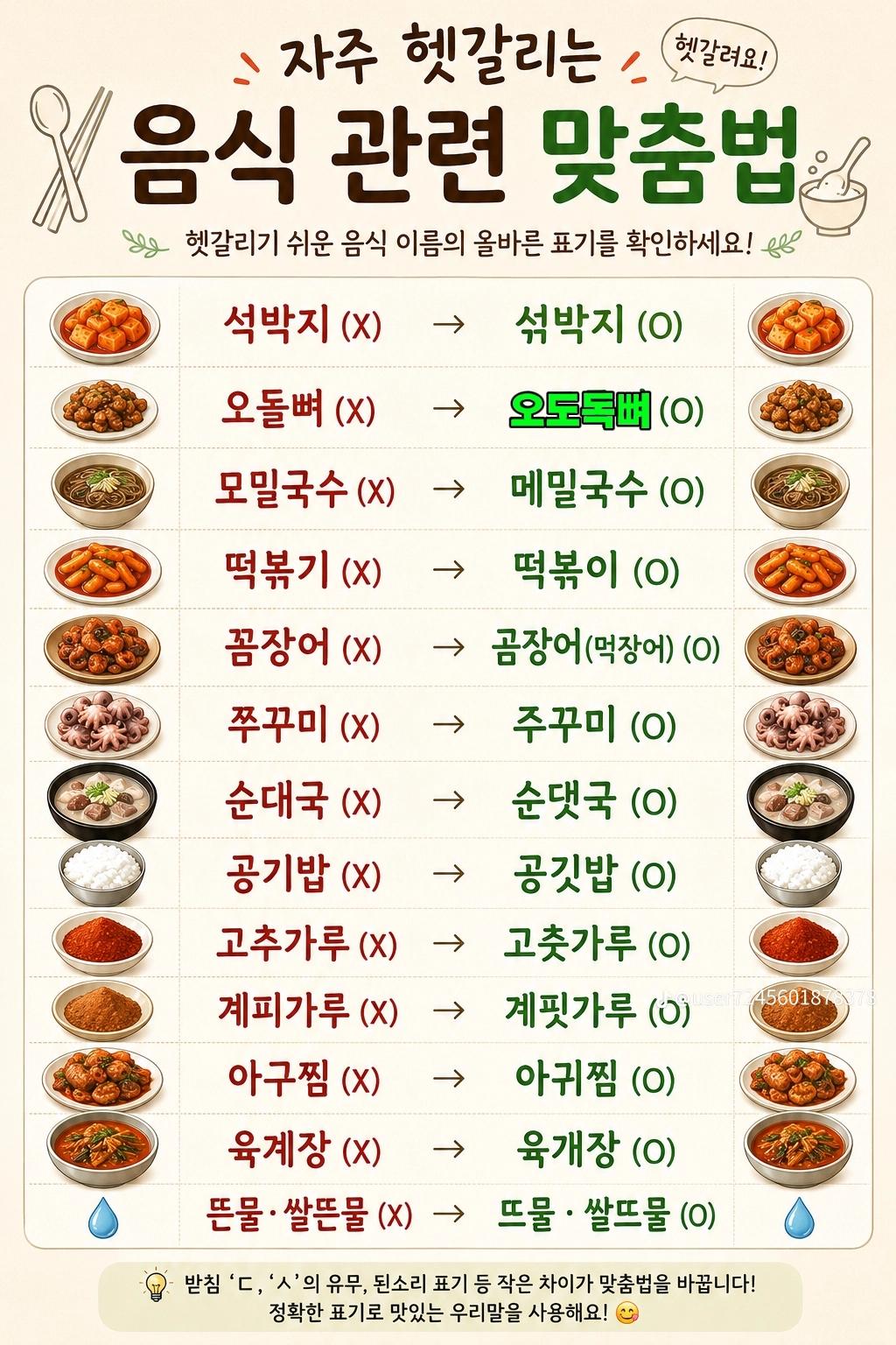 음식관련 맞춤법 | 인스티즈