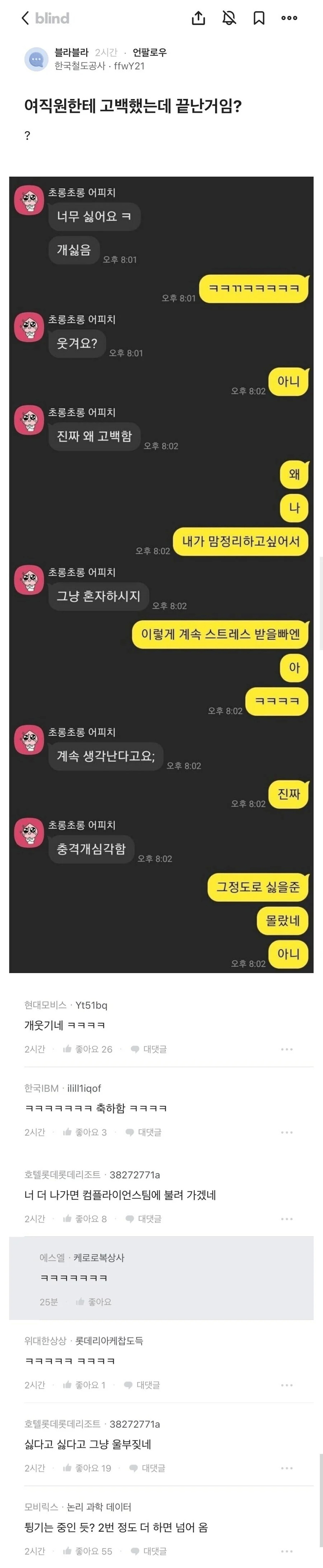 여직원 고백공격의 최후 | 인스티즈