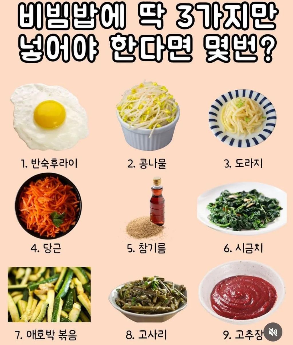 비빔밥에 딱 3가지만 넣어야한다면 몇번? | 인스티즈