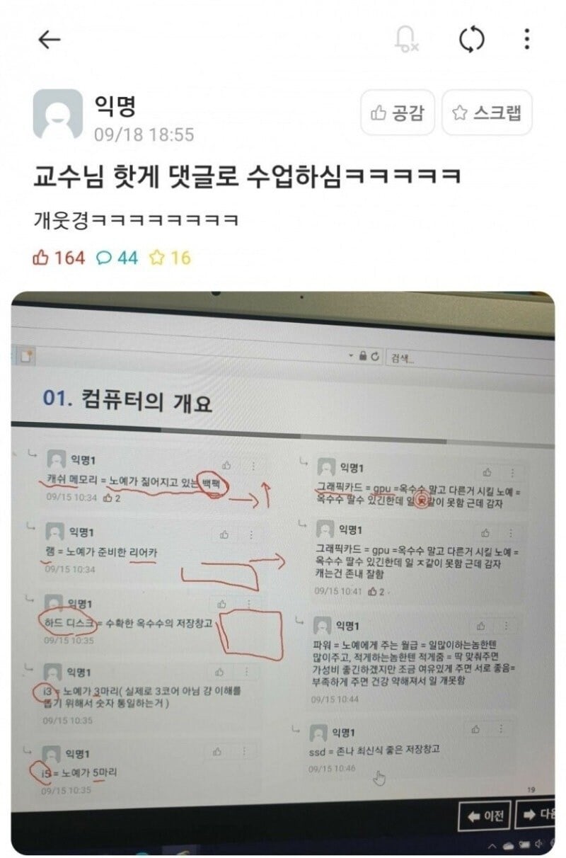 교수도 감탄한 에타 댓글 | 인스티즈