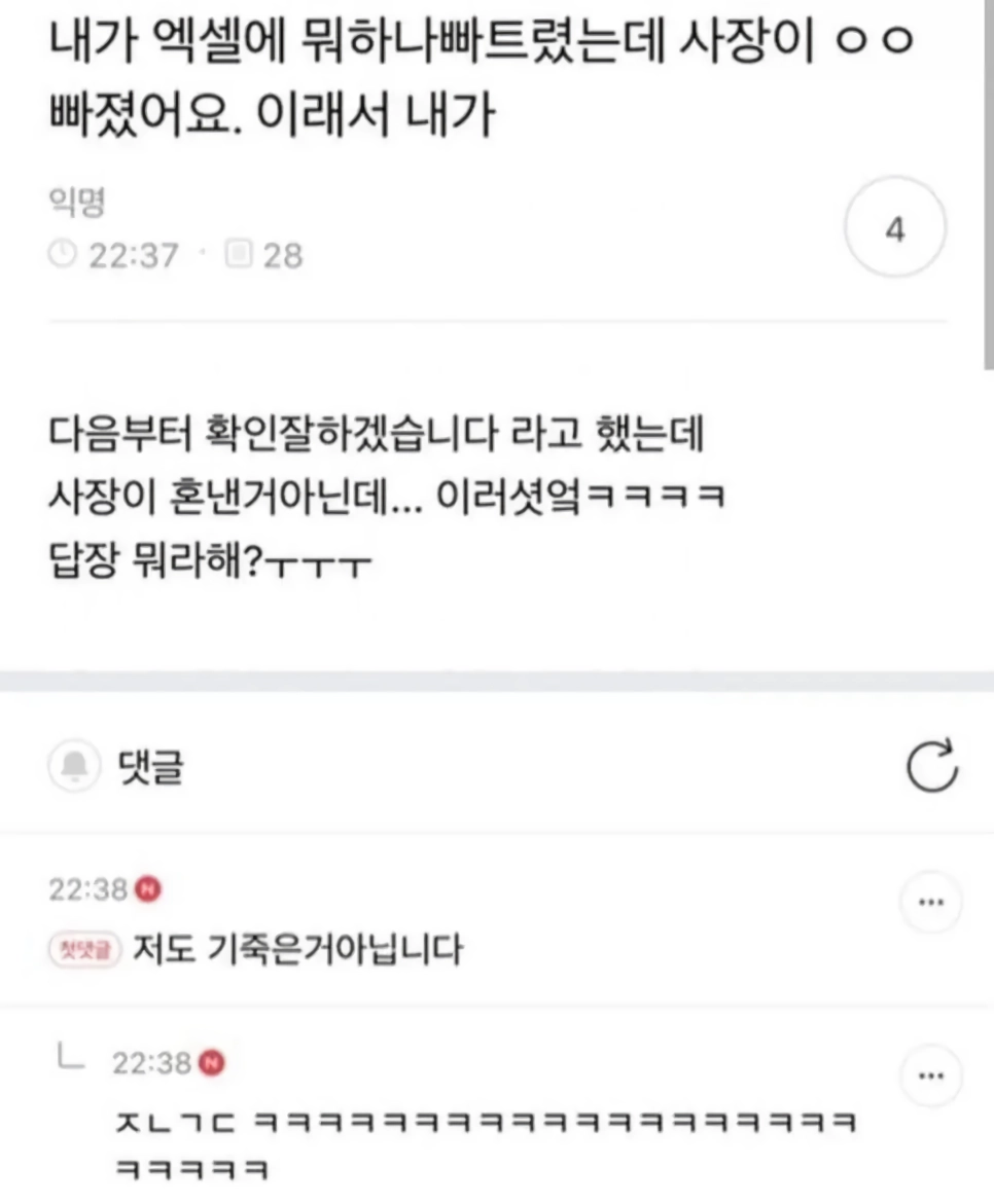 내가 엑셀 뭐 빠트렸는데 | 인스티즈