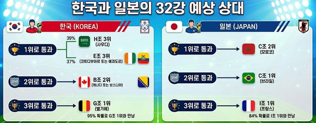한국과 일본의 32강 예상 상대 | 인스티즈