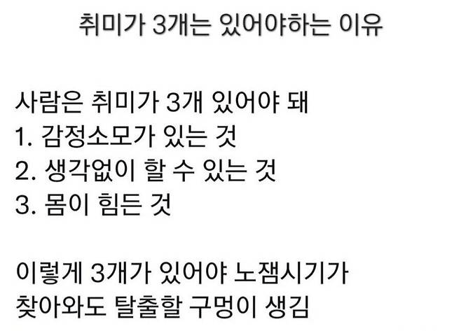 취미는 최소 3개는 있어야 한다 | 인스티즈