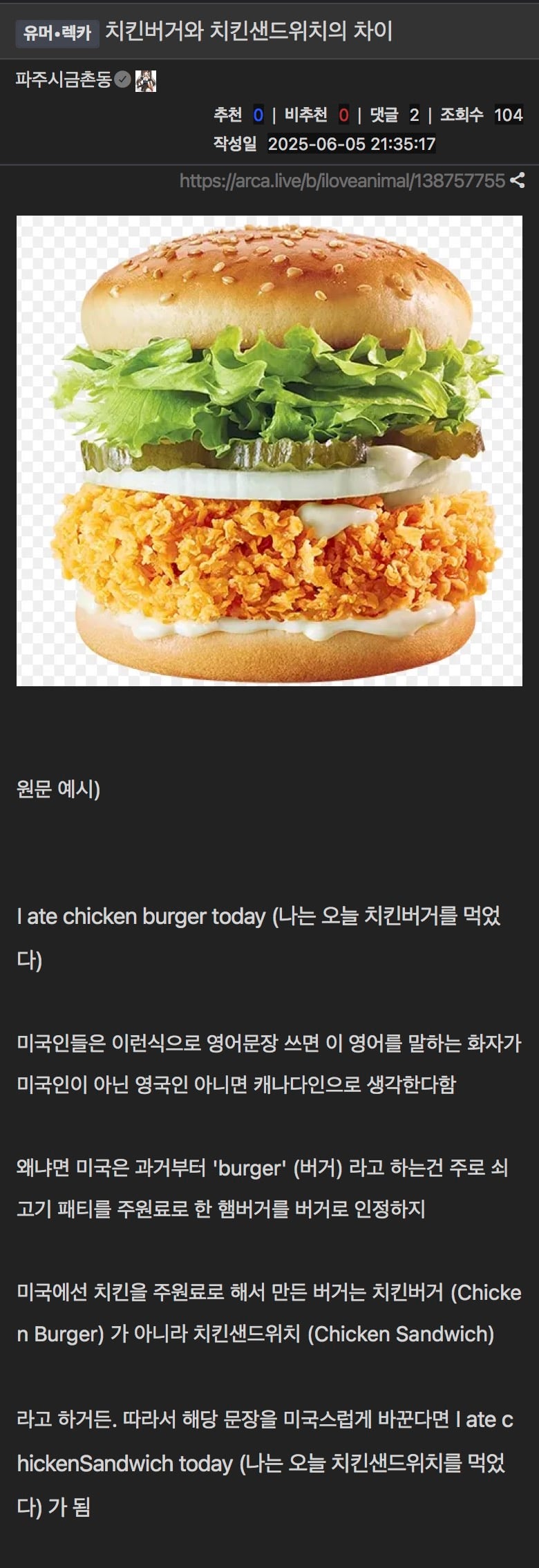 치킨 버거와 치킨 샌드위치의 차이.jpg | 인스티즈