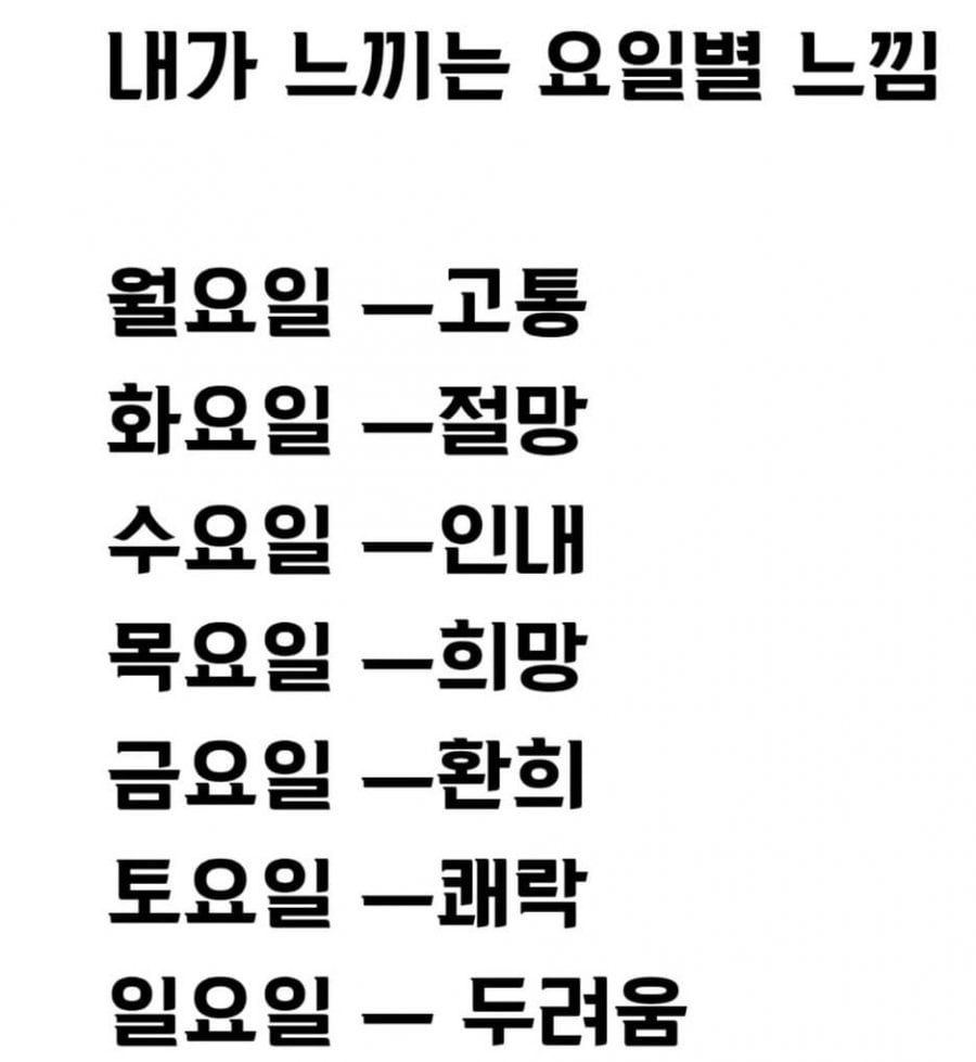직장인의 요일별 느낌 | 인스티즈