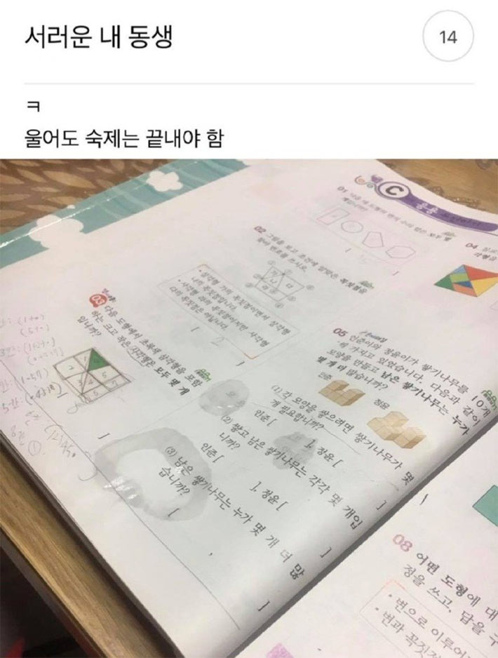 울어도 숙제는 해야지 | 인스티즈