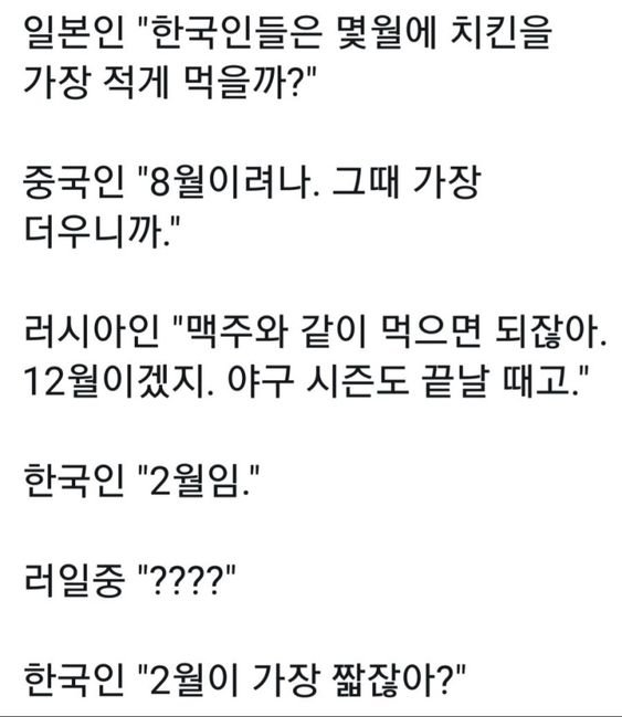 한국인이 치킨 적게 먹는 달 | 인스티즈