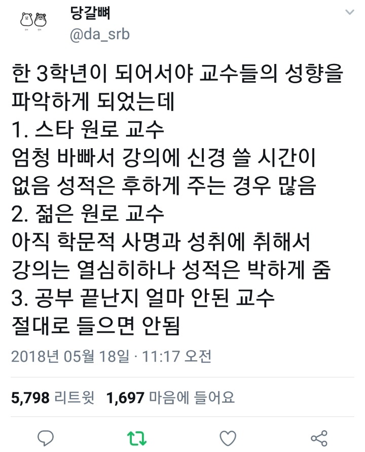 신입생때 알았다면 더 편했을 교수별 성향.twt | 인스티즈