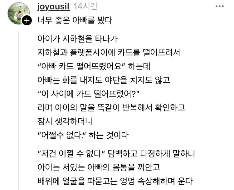 너무 좋은 아빠를 봤다.jpg | 인스티즈