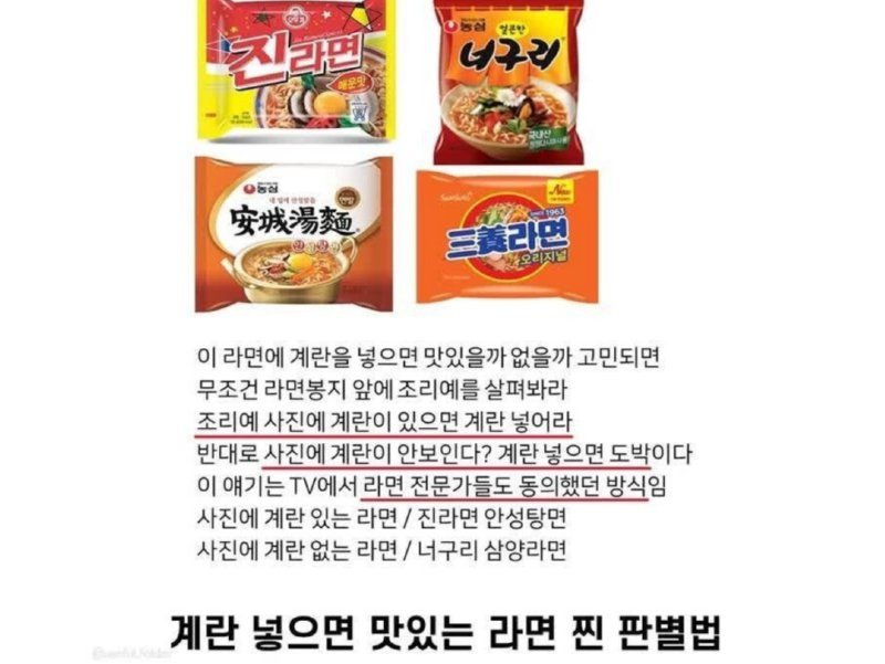 계란 넣는 라면 구별법 | 인스티즈