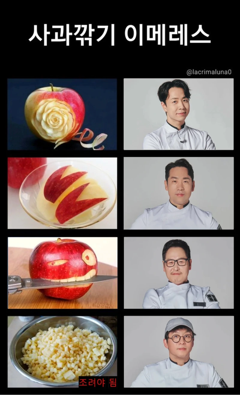 셰프별 사과 깎기 | 인스티즈