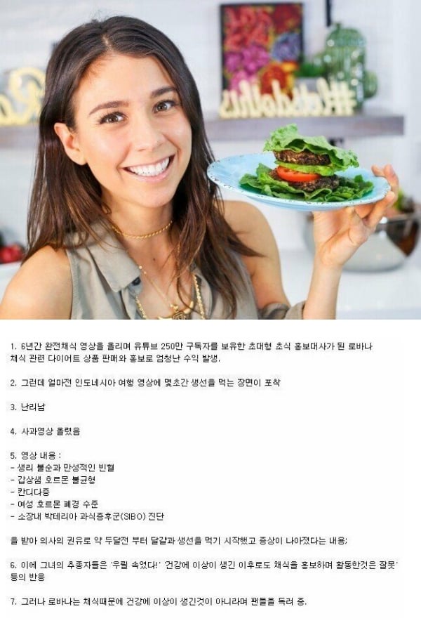 구독자 250만 채식주의자 유튜버 건강상태 | 인스티즈