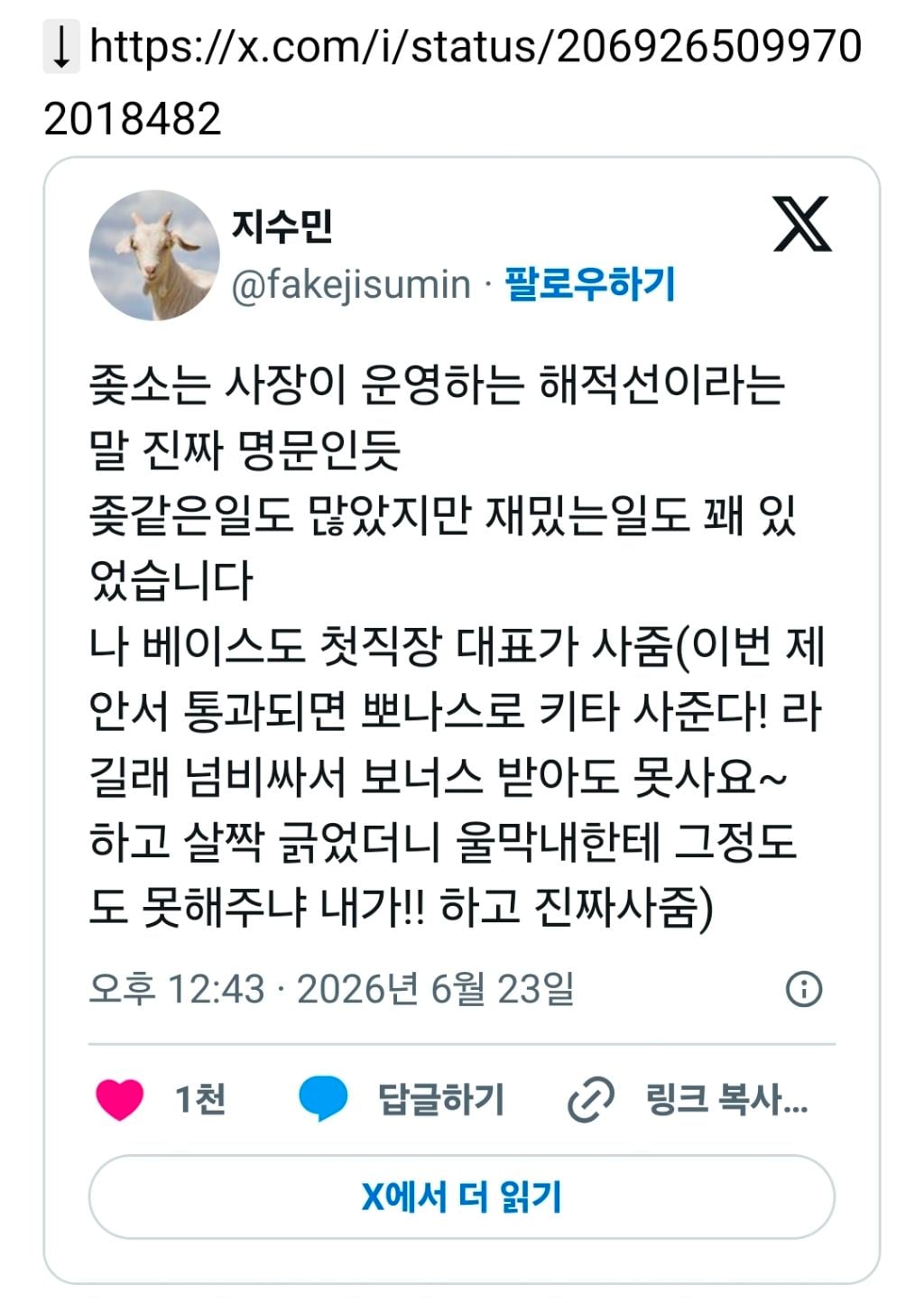 는 사장이 운영하는 해적선이라는 말 진짜 명문인듯 | 인스티즈