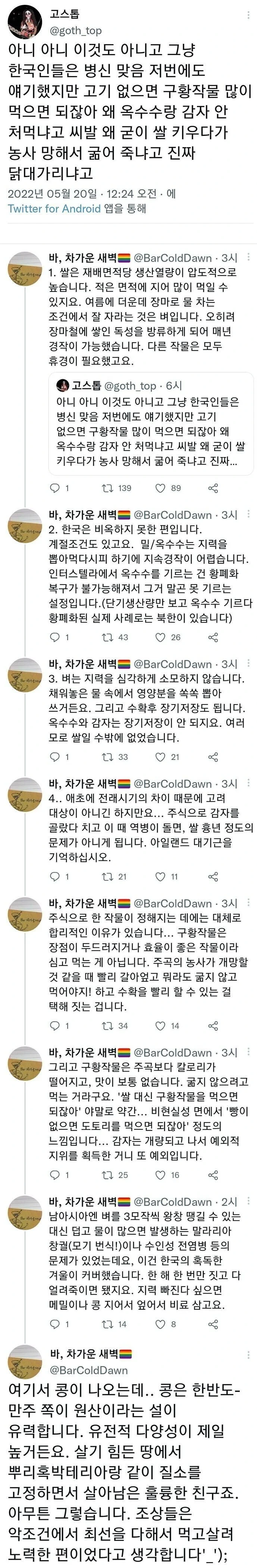 한국인들은 왜 옥수수, 감자 안 심고 쌀농사만 함? | 인스티즈
