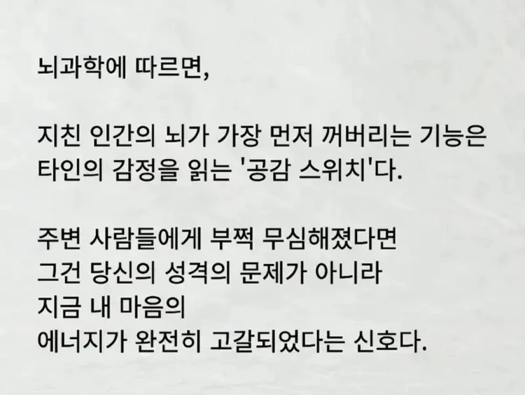 사람이 지치면 뇌에서 제일 먼저 끄는 스위치 | 인스티즈