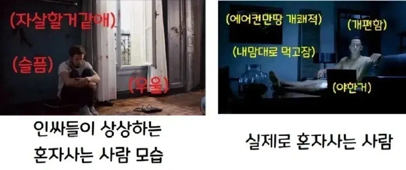 혼자 사는 사람 모습 상상 vs 실제 | 인스티즈