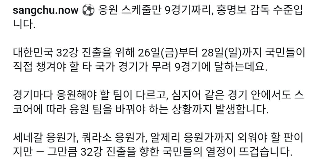[스크랩] 남아공전 졌지만 응원스케쥴 빡셈 | 인스티즈