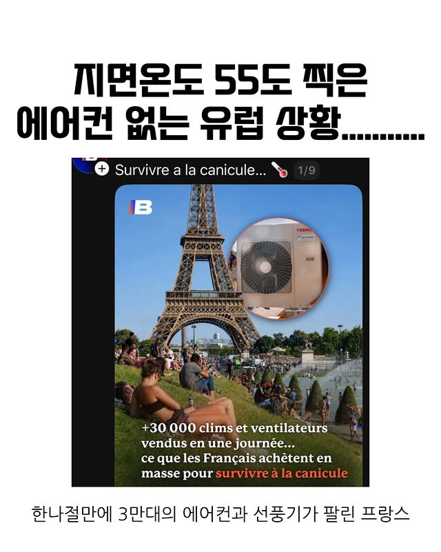 지면 온도 55도 찍은 에어컨 없는 유럽 상황 | 인스티즈