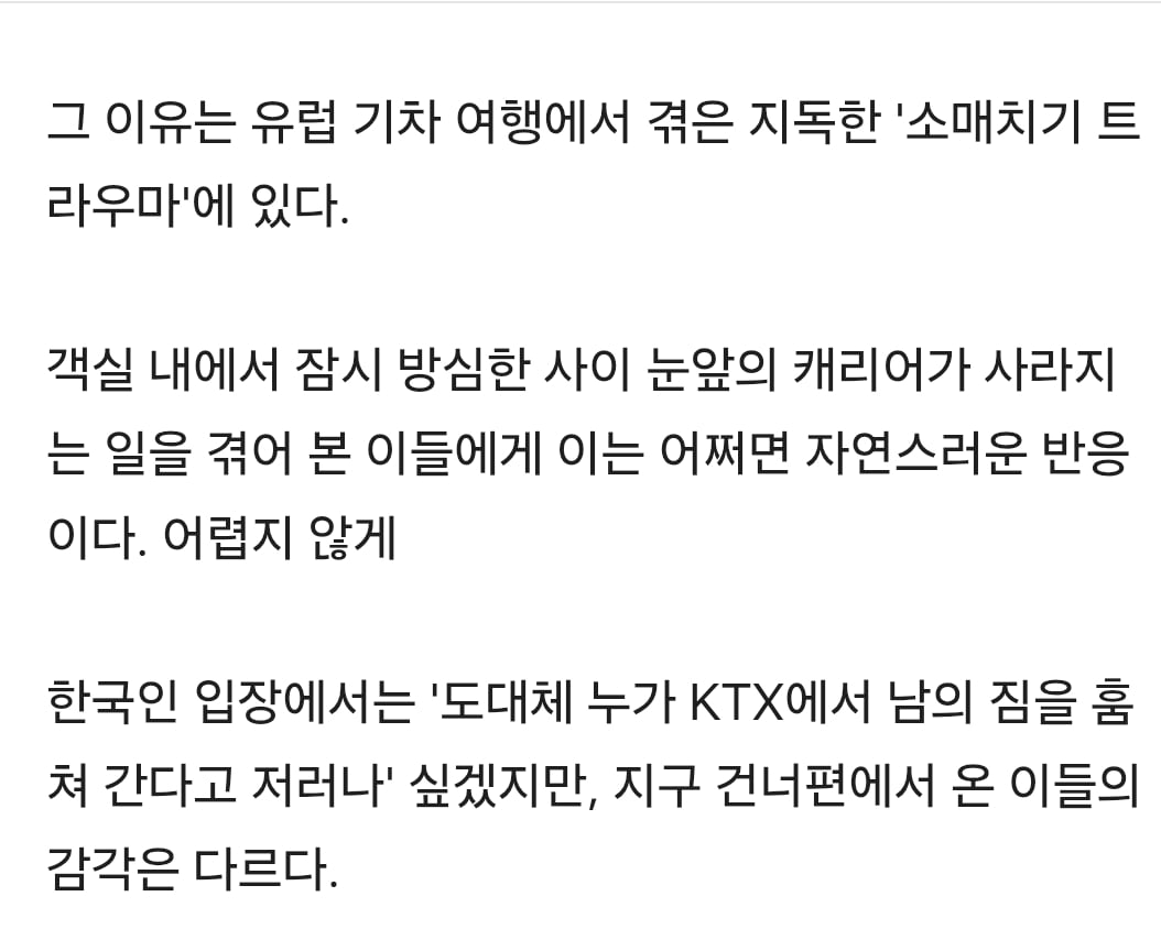 "짐칸은 불안" 외국 관광객들 KTX서 캐리어 안고 '끙끙' | 인스티즈
