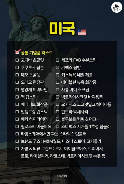 전세계 지역별 쇼핑리스트 | 인스티즈