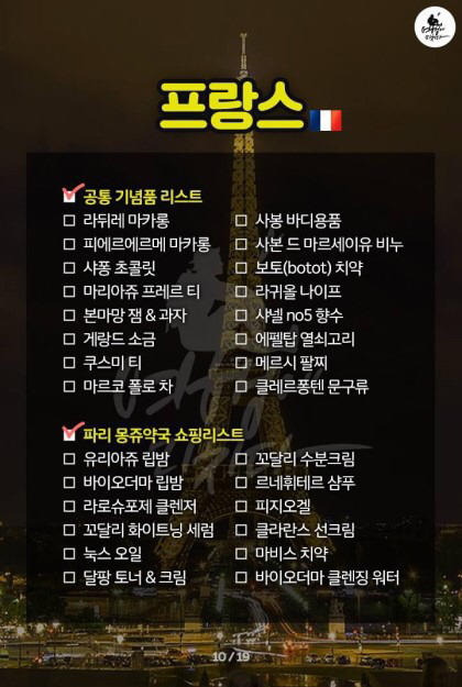 전세계 지역별 쇼핑리스트 | 인스티즈