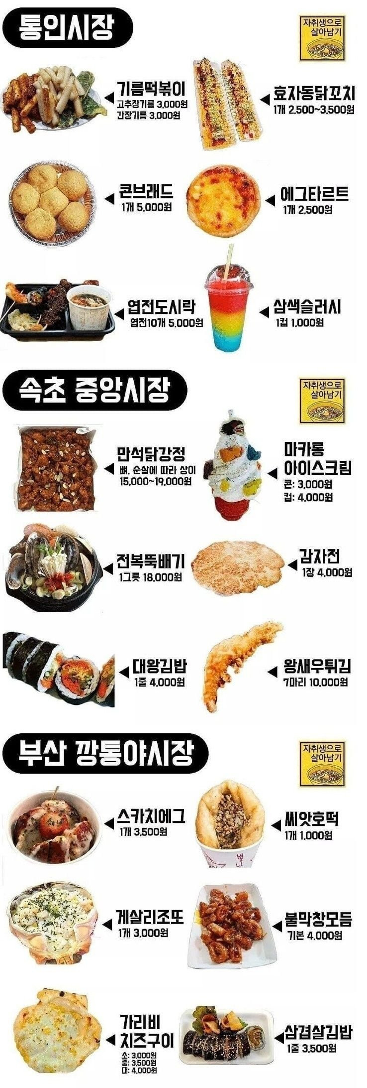 시장별 맛있는 음식들 | 인스티즈