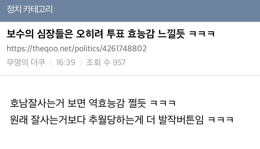 보수의 심장들은 오히려 투표 효능감 느낄듯 ㅋㅋㅋ | 인스티즈