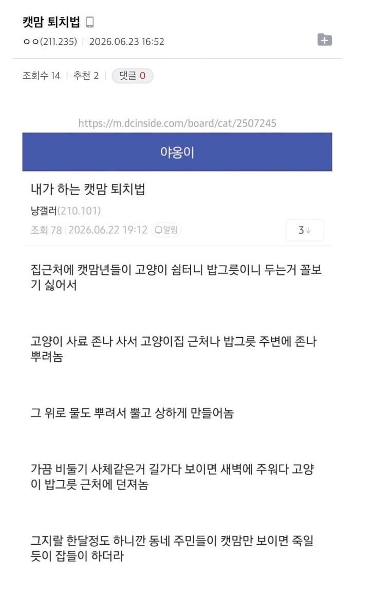 캣맘 퇴치법 | 인스티즈