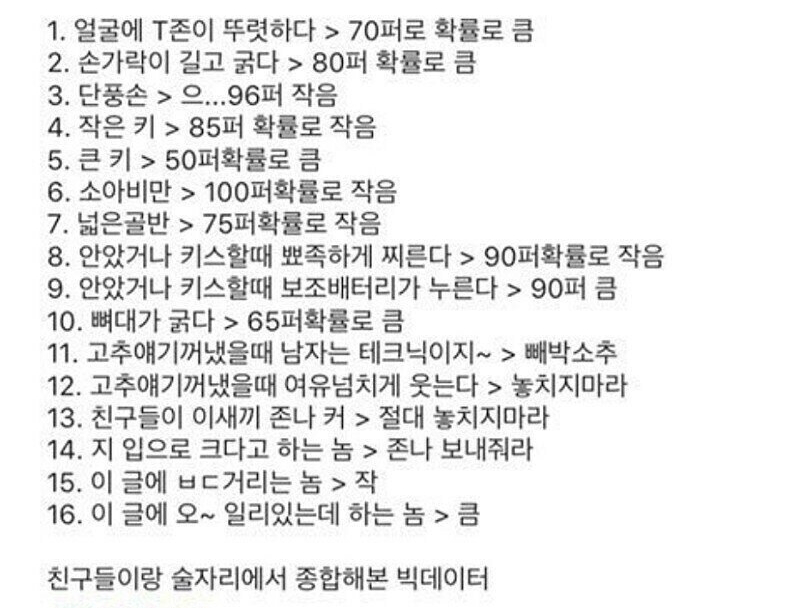 야추 사이즈별 남자 특징 | 인스티즈