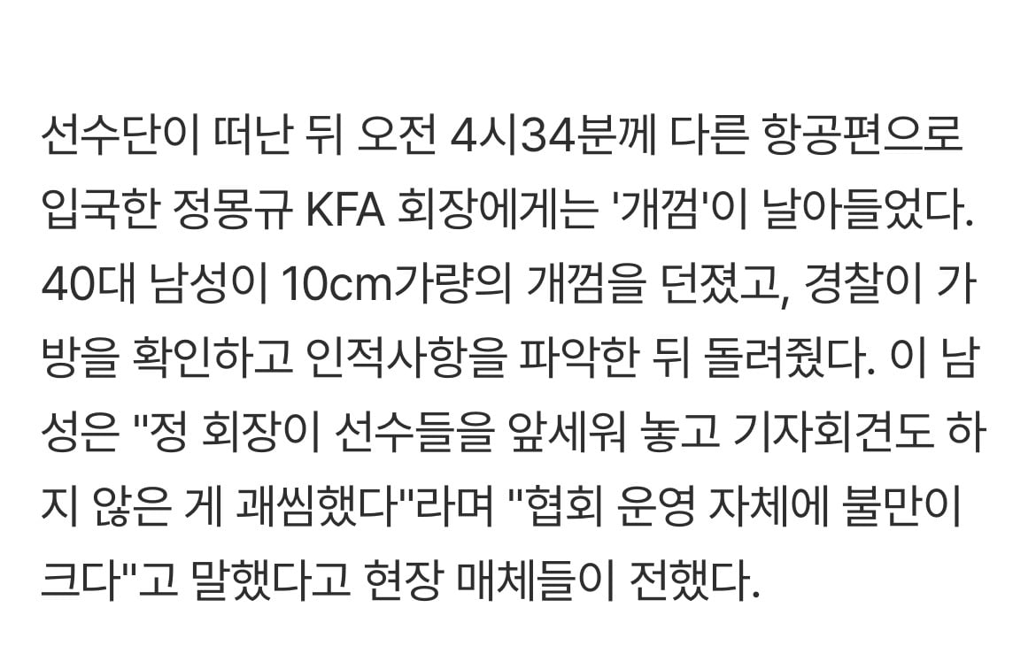 정몽규엔 '개껌' 날아들어 | 인스티즈