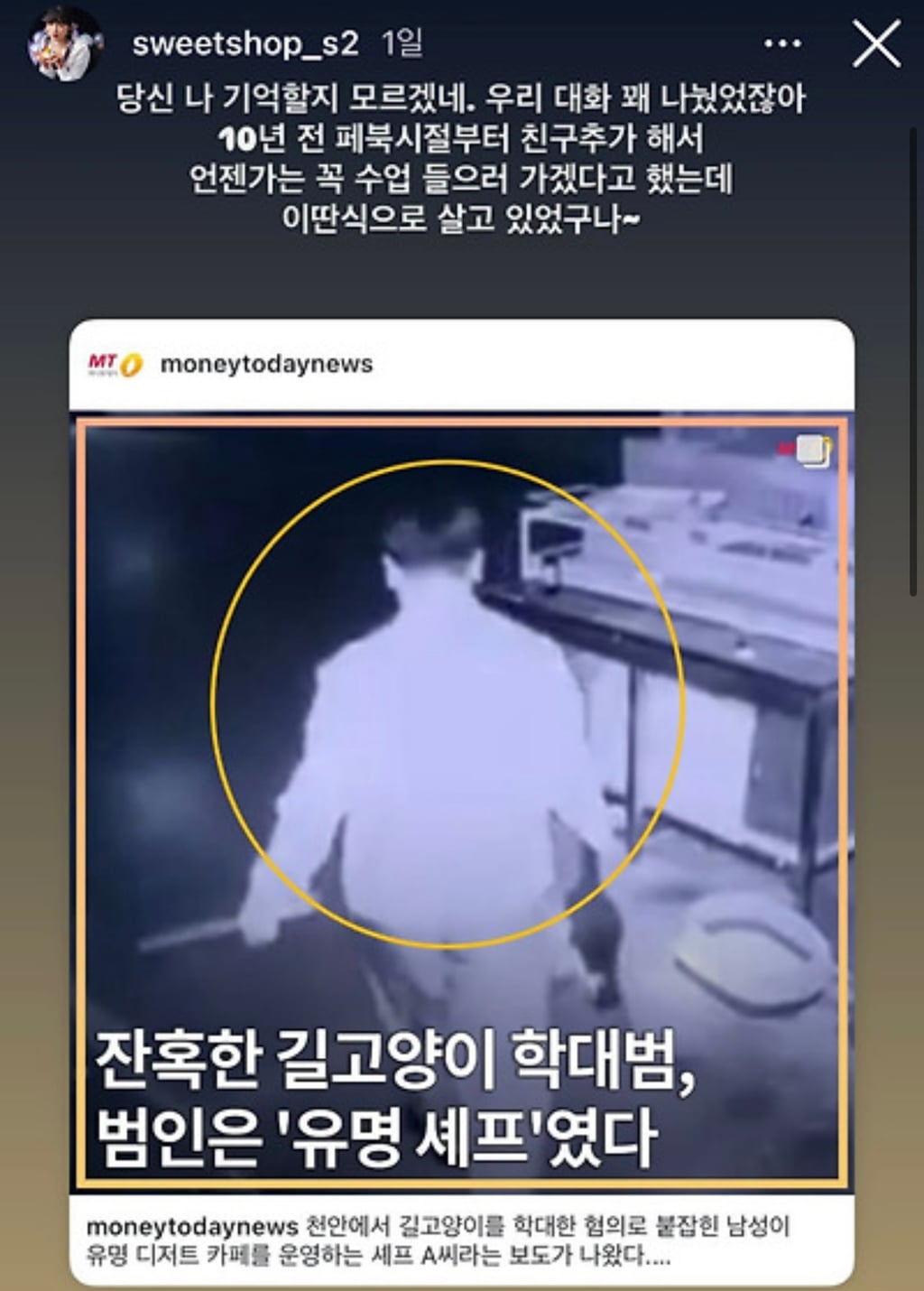 유튜버 이상한 과자가게 인스타 스토리(천안 길고양이 학대 관련) | 인스티즈