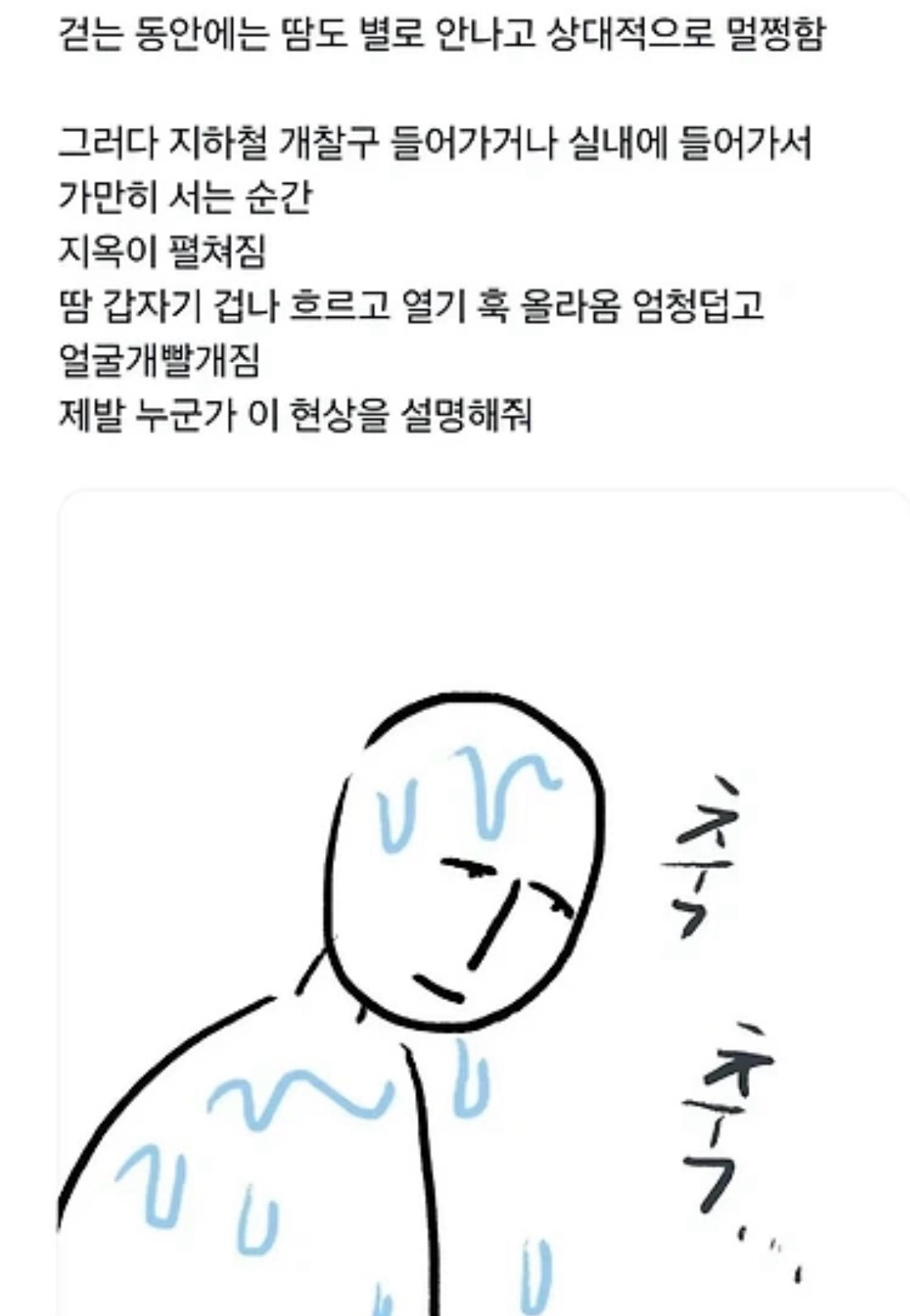 걷다가 멈추면 땀 폭발하는 이유.jpg | 인스티즈