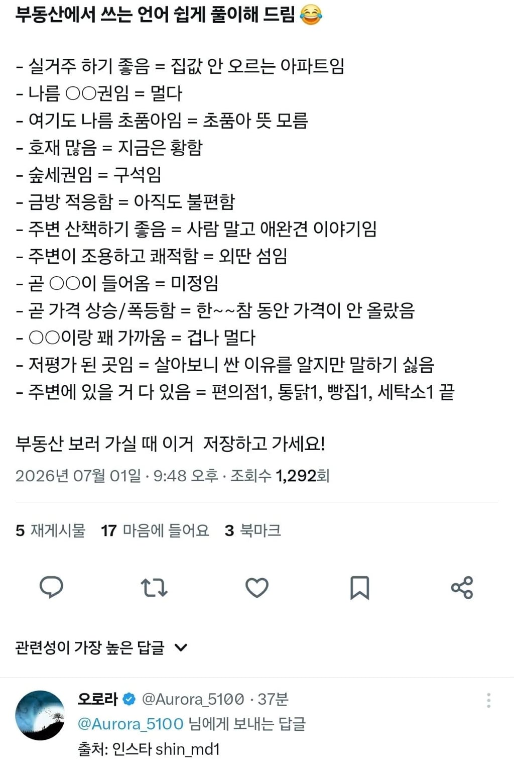 부동산 업계에서 사용되는 언어 풀이 | 인스티즈