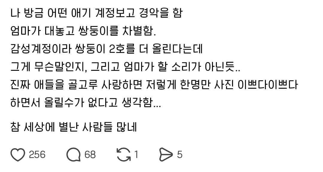 스레드에서 논란인 쌍둥이맘 계정 | 인스티즈