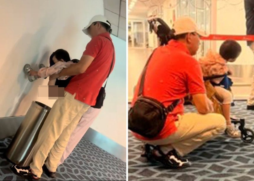 "화장실 코앞인데…" 공항 쓰레기통에 아이 용변 보게 한 부모 논란 | 인스티즈