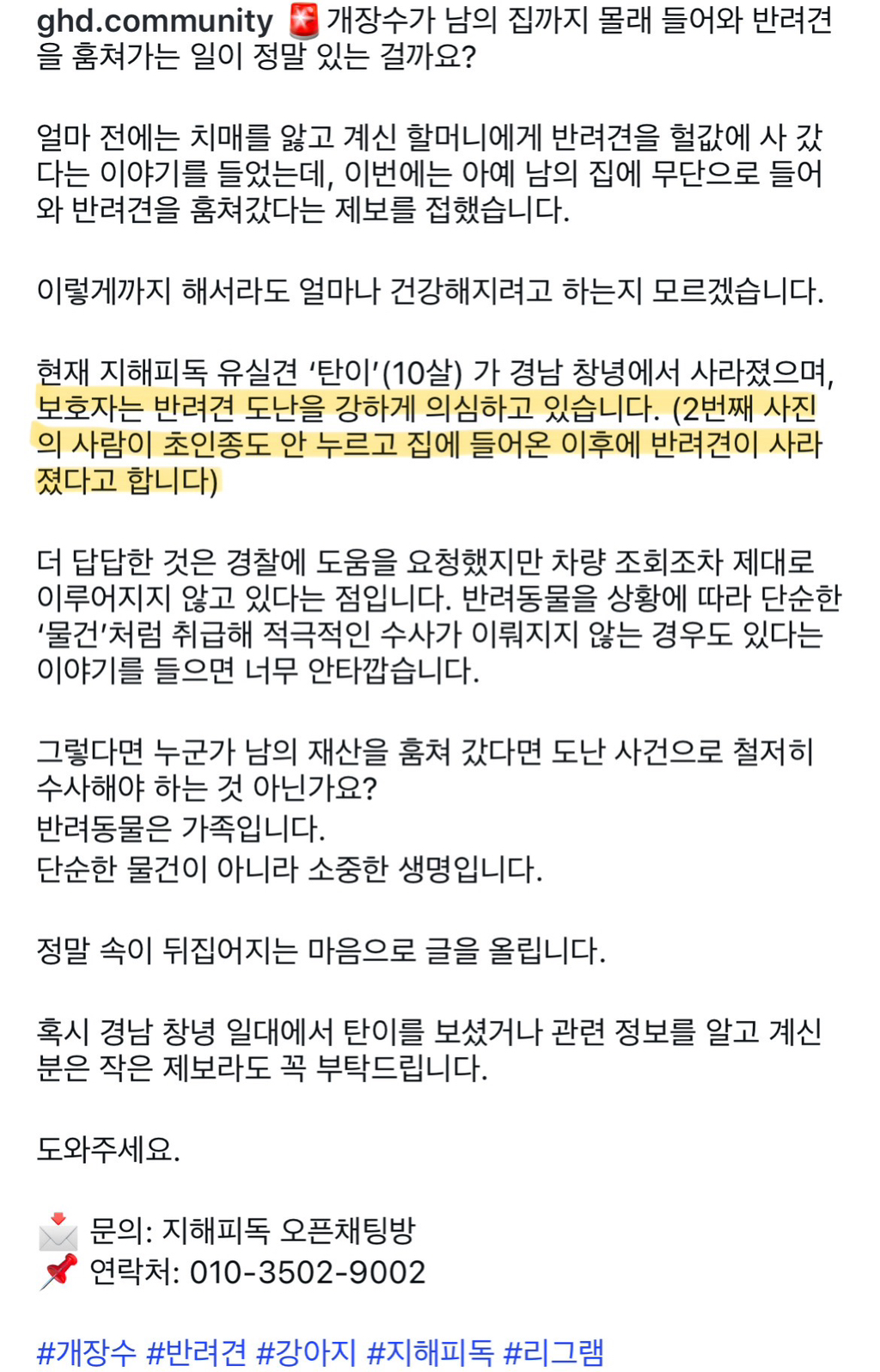 2026년 개장수가 주거침입해서 반려견을 납치한 걸로 의심되는 사건 | 인스티즈