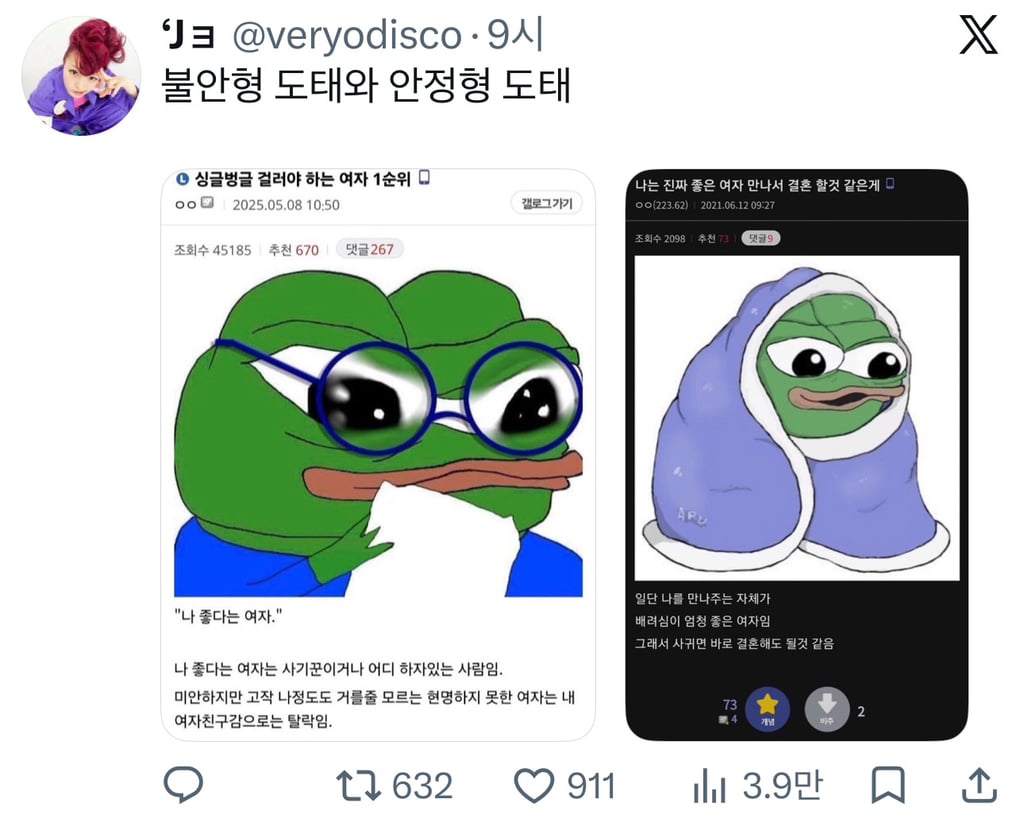 불안형 도태와 안정형 도태 | 인스티즈