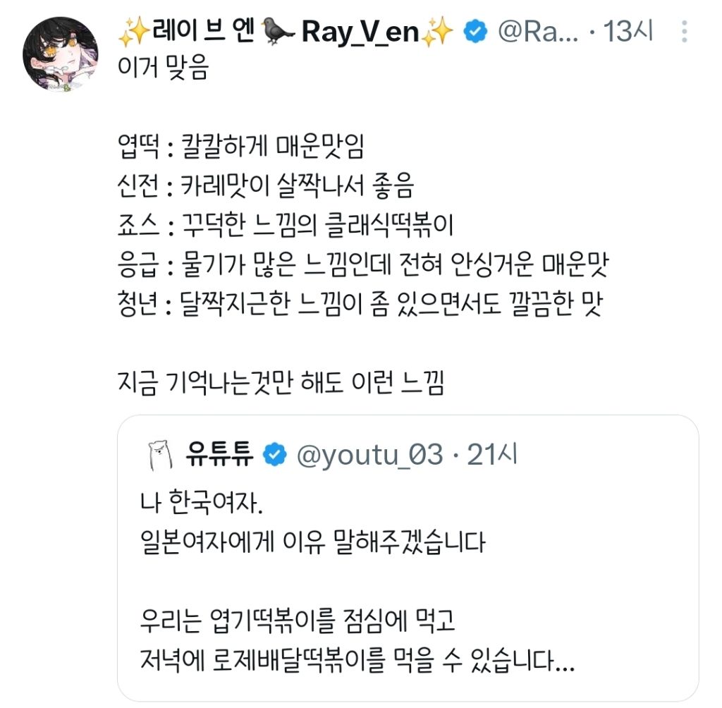 한국 여자애들 하루종일 떡볶이 먹는 것 같아.twt | 인스티즈