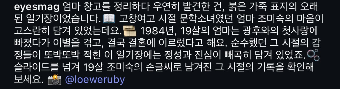 짐을 정리하다 19살 엄마의 다이어리를 발견했다 | 인스티즈