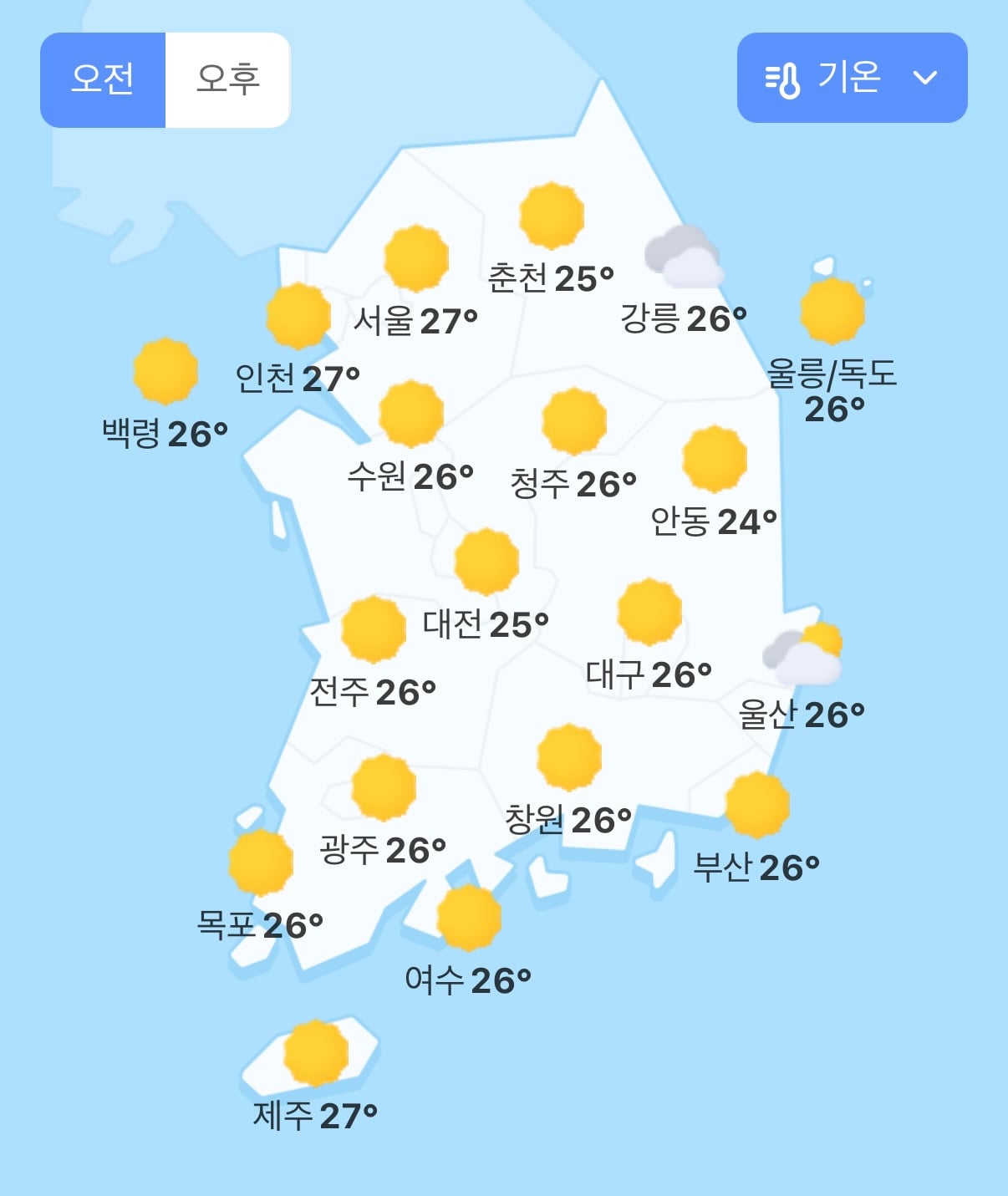 전국 날씨 주간예보